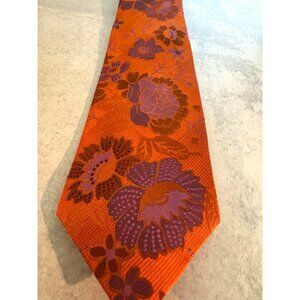 Steve Harvey Silk‎ Brocade Necktie – Bold Orange & Purple Pattern